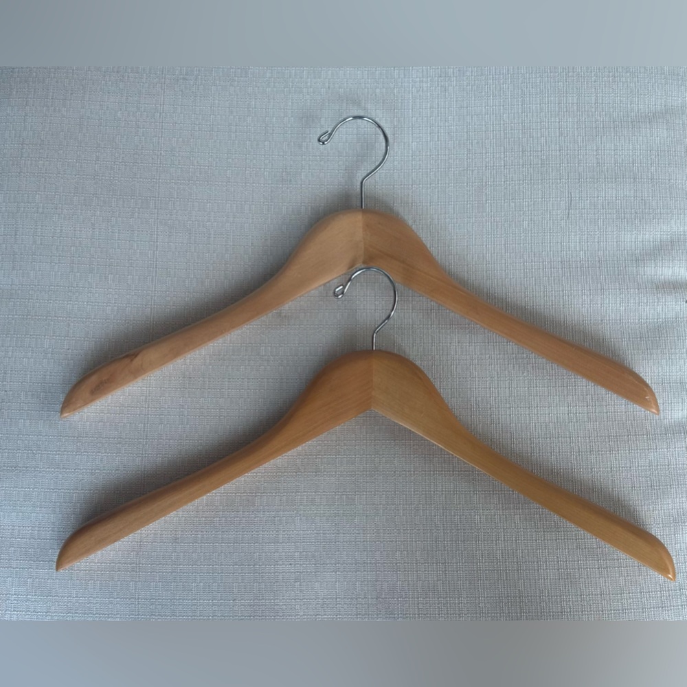 Set of 2 Natural Finish Wood Hangers